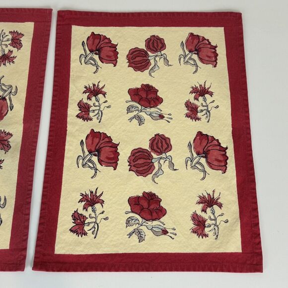 Couleur Nature Placemats Set of 2 15x18in by Bruno Lamy Red Floral - Picture 3 of 5